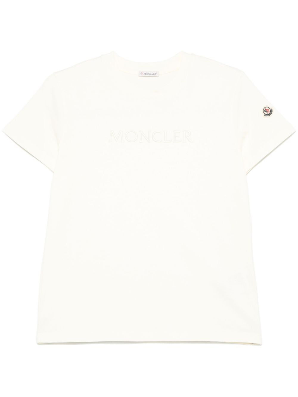 T-shirt con logo in avorio 