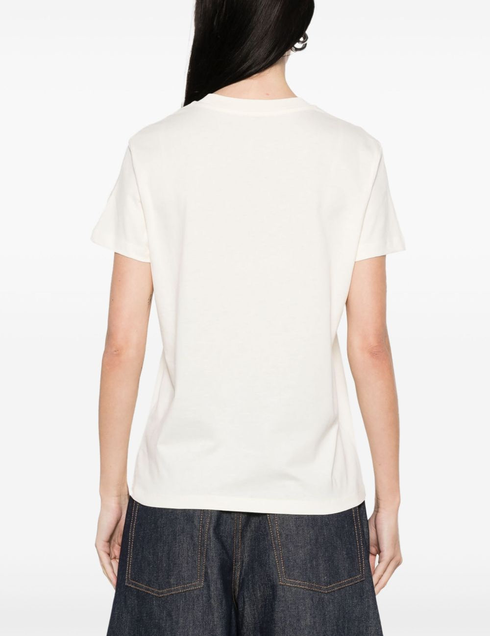 T-shirt con logo in avorio 