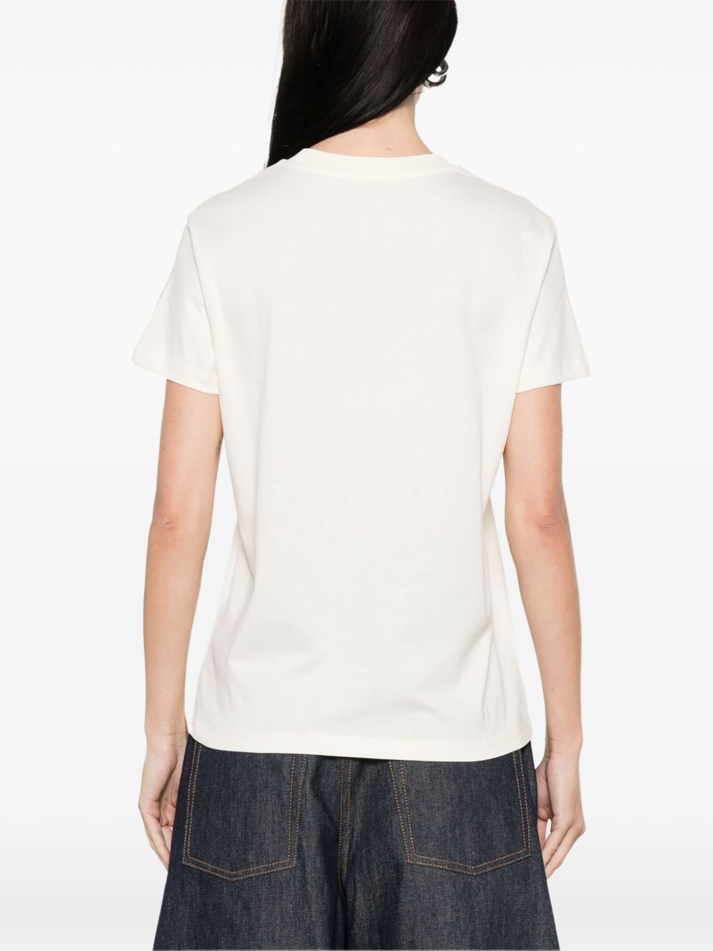 T-shirt con logo in avorio 