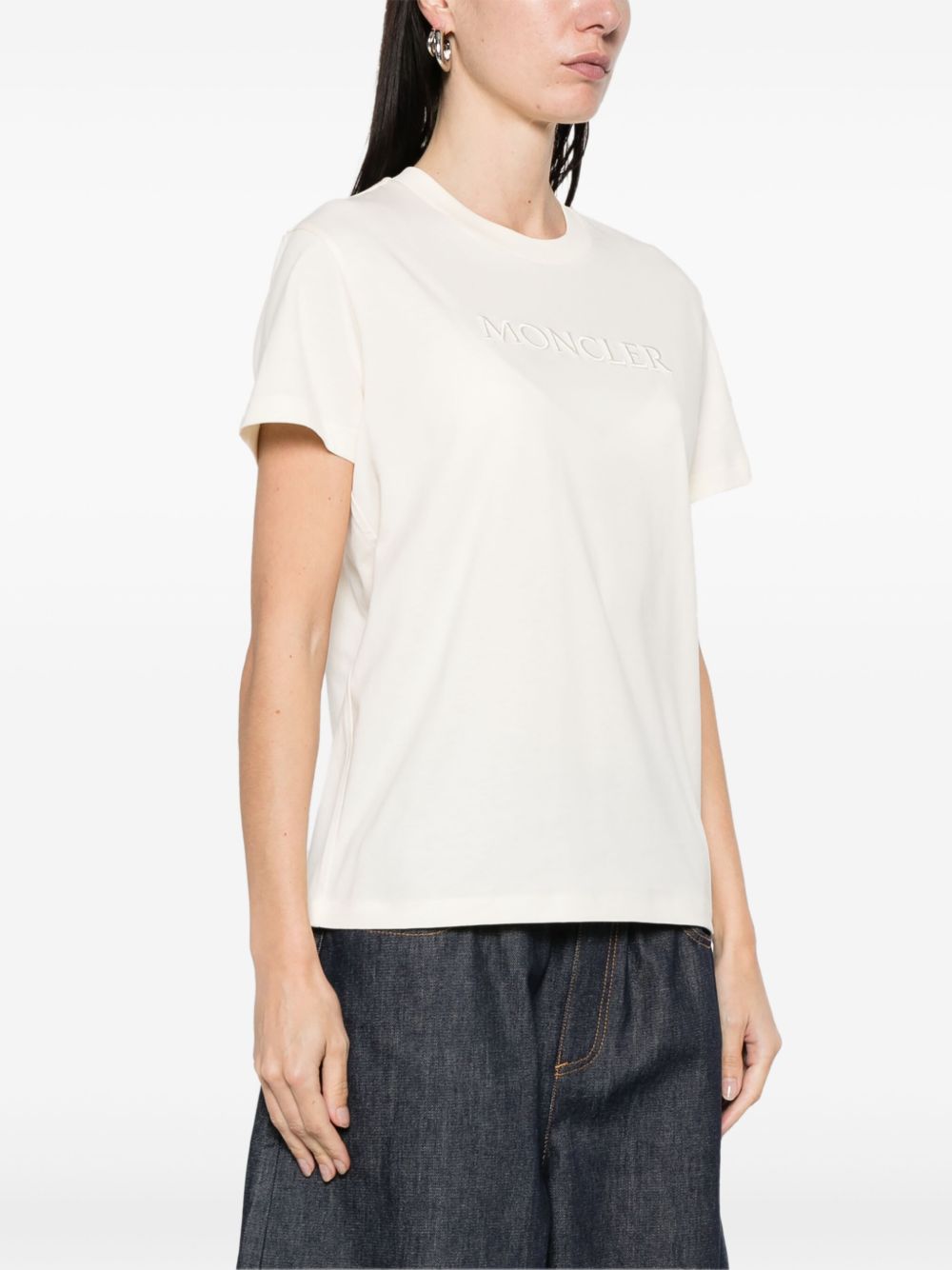 T-shirt con logo in avorio 