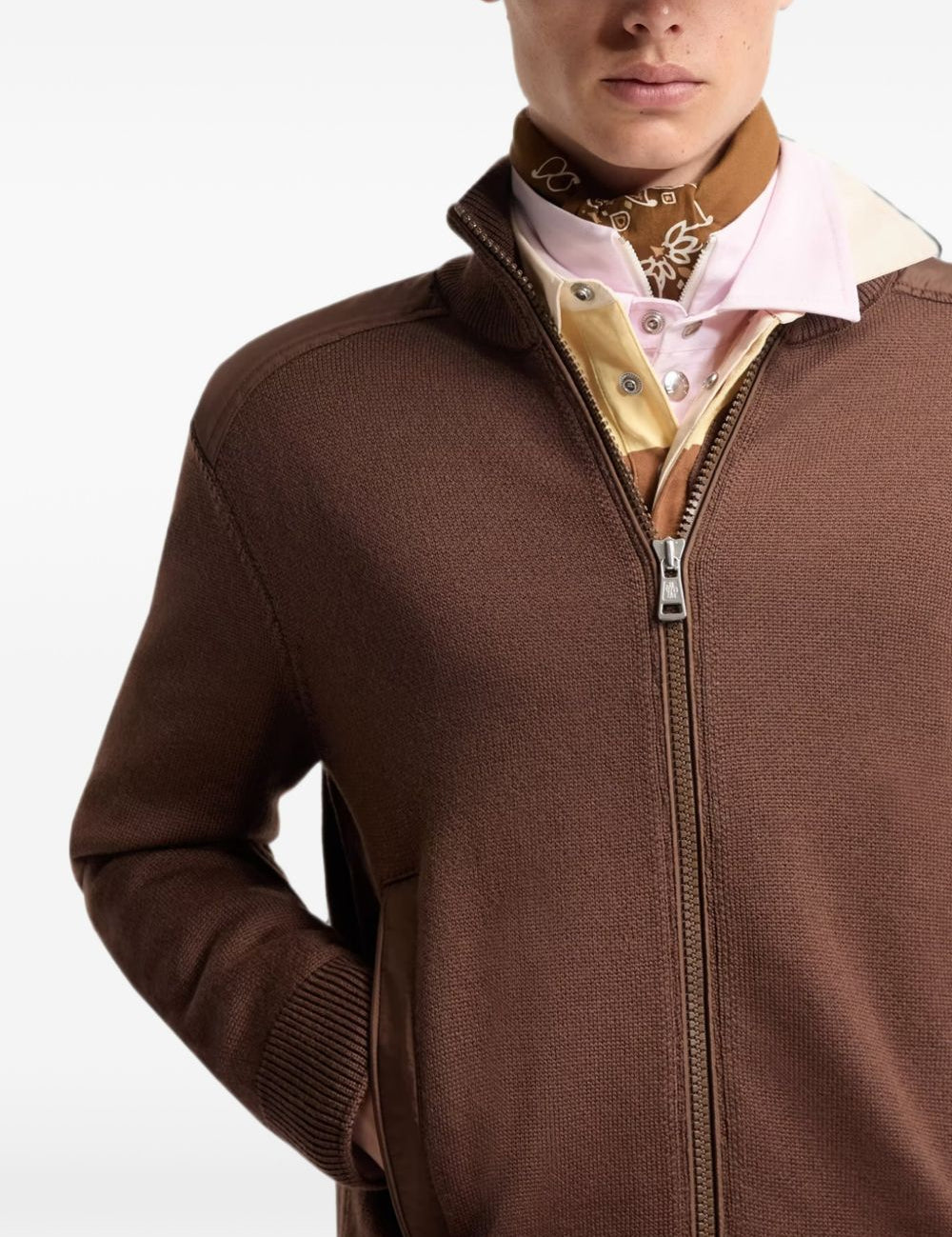 Cardiagn con zip in marrone 