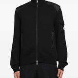 Cardigan a collo alto con zip in nero 