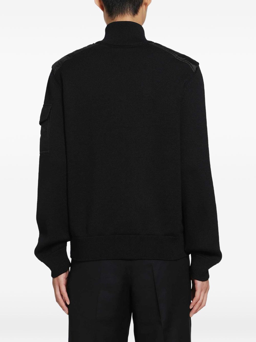 Cardigan a collo alto con zip in nero 