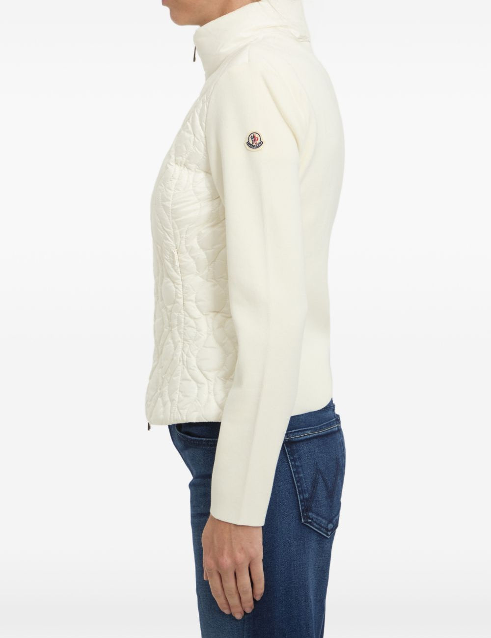 Giacca imbottita con zip in avorio 
