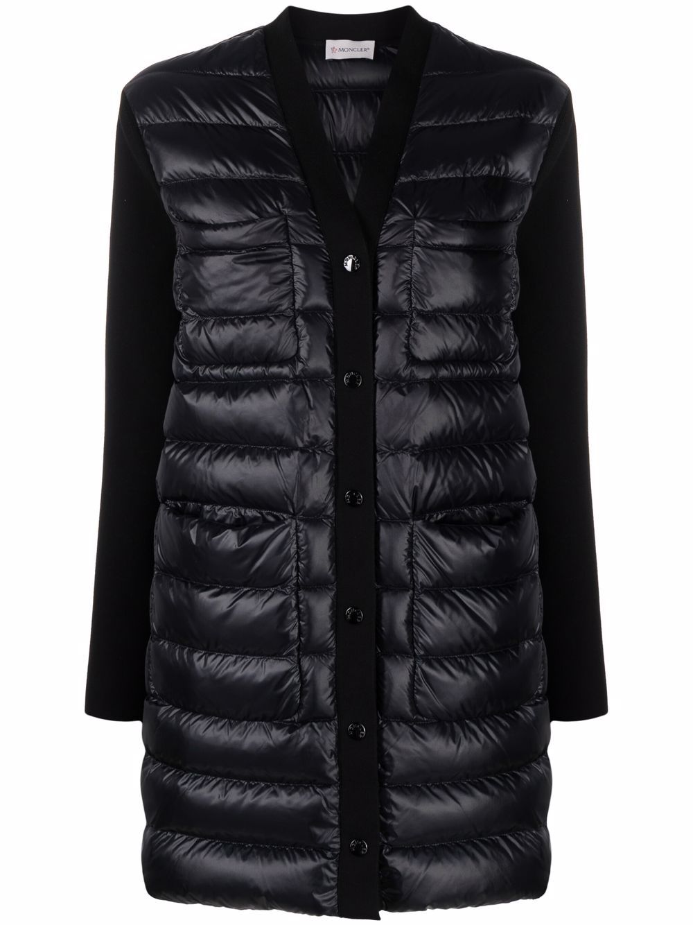 Giacca imbottita con scollo a V in nero 