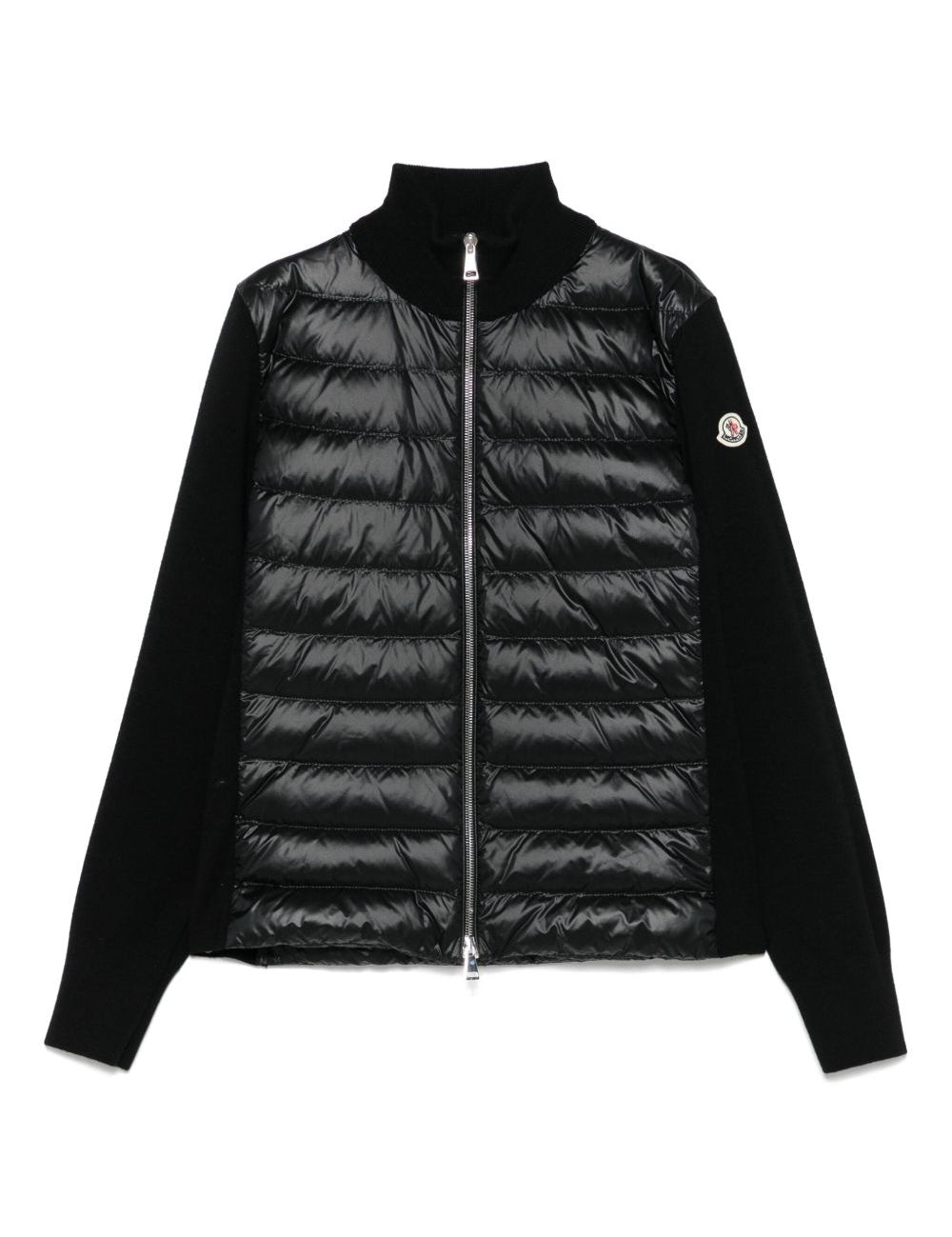 Piumino in lana con zip in nero 
