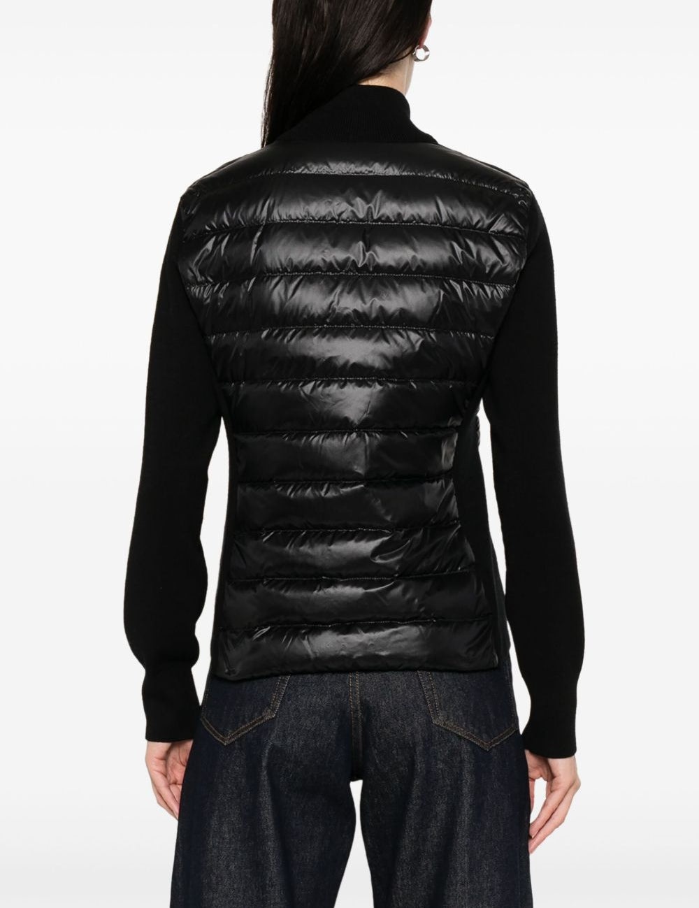 Piumino in lana con zip in nero 