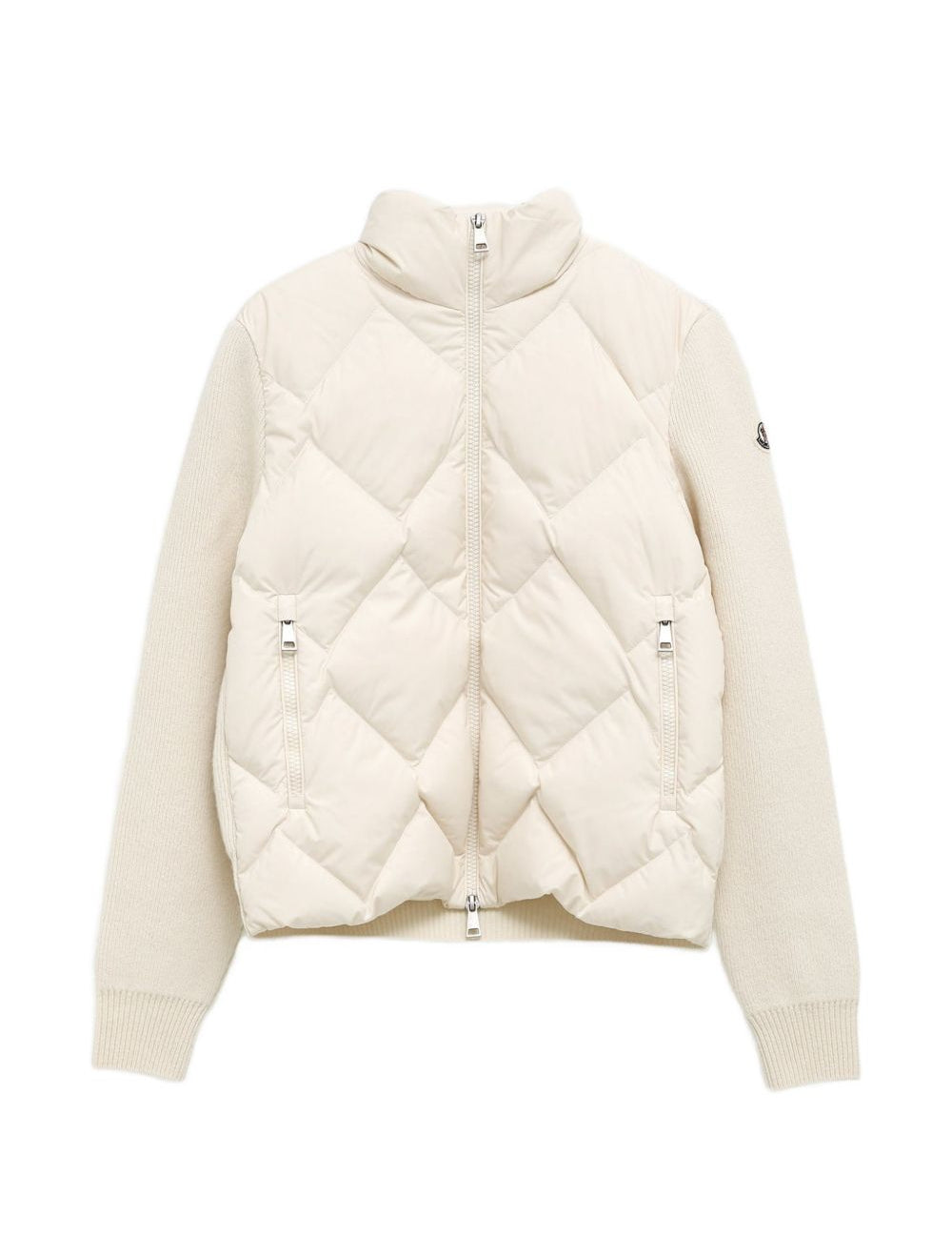 Cardigan con pannelli in avorio 