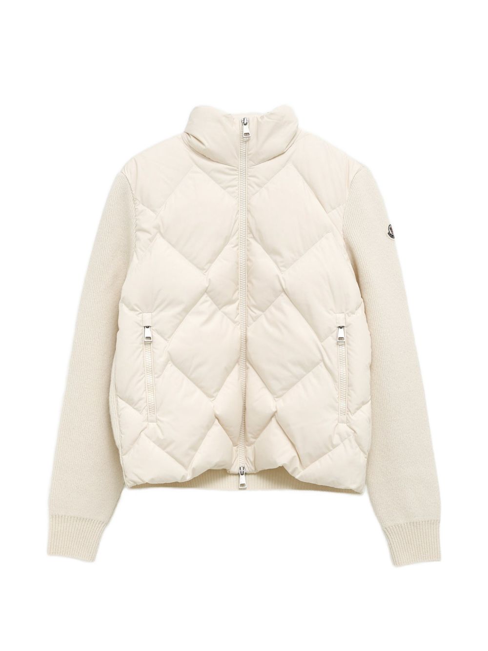 Cardigan con pannelli in avorio 
