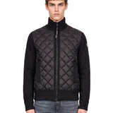 Cardigan trapuntato con zip in nero 
