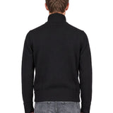 Cardigan trapuntato con zip in nero 