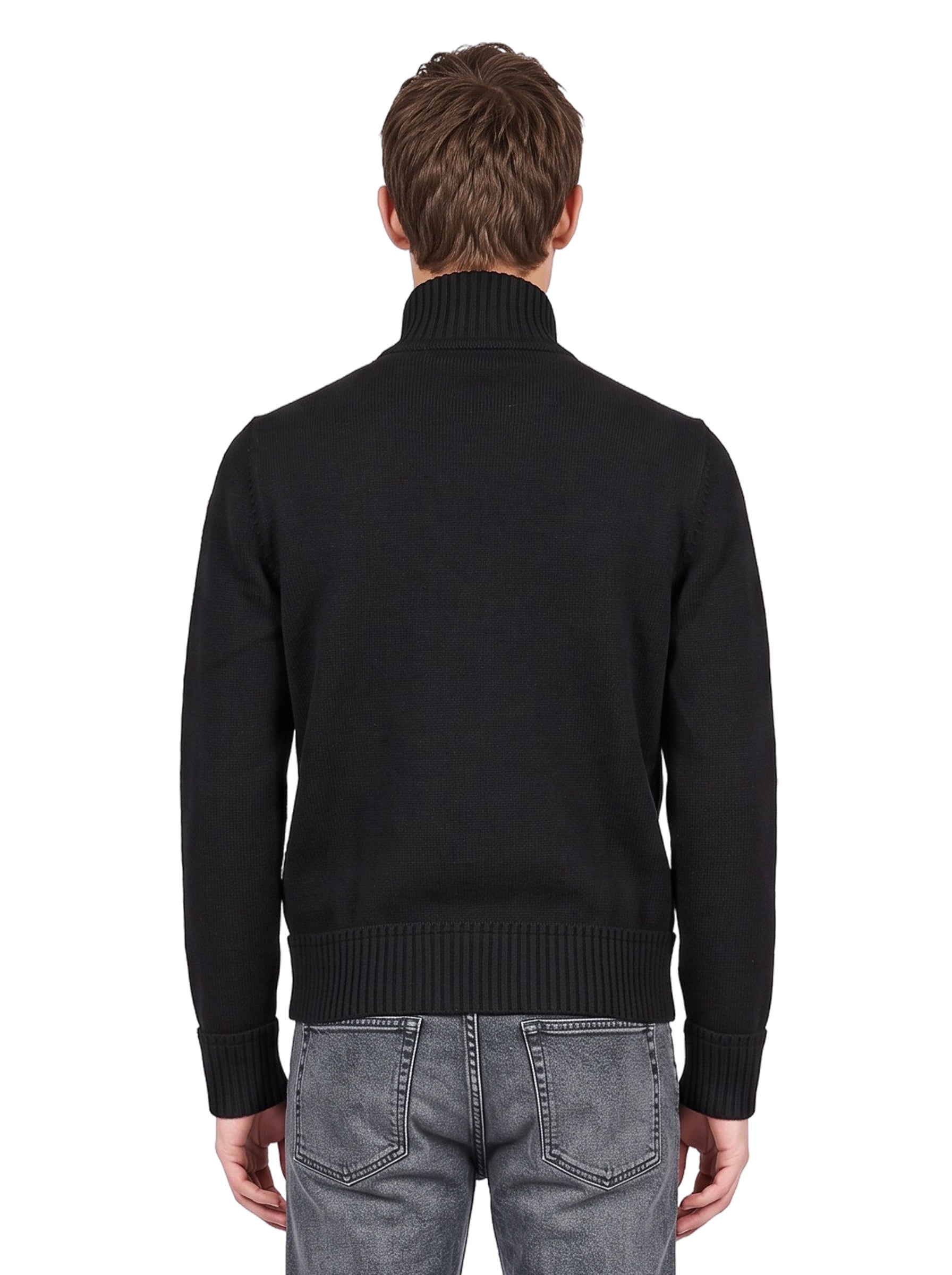 Cardigan trapuntato con zip in nero 