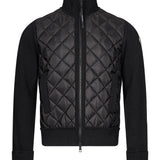 Cardigan trapuntato con zip in nero 