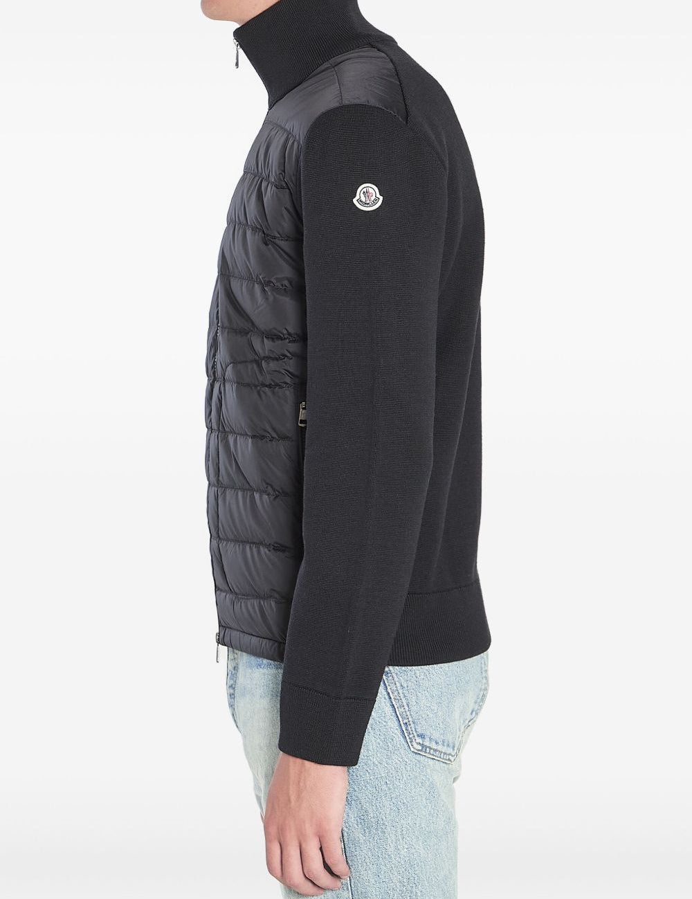 Cardigan imbottito con zip in nero 