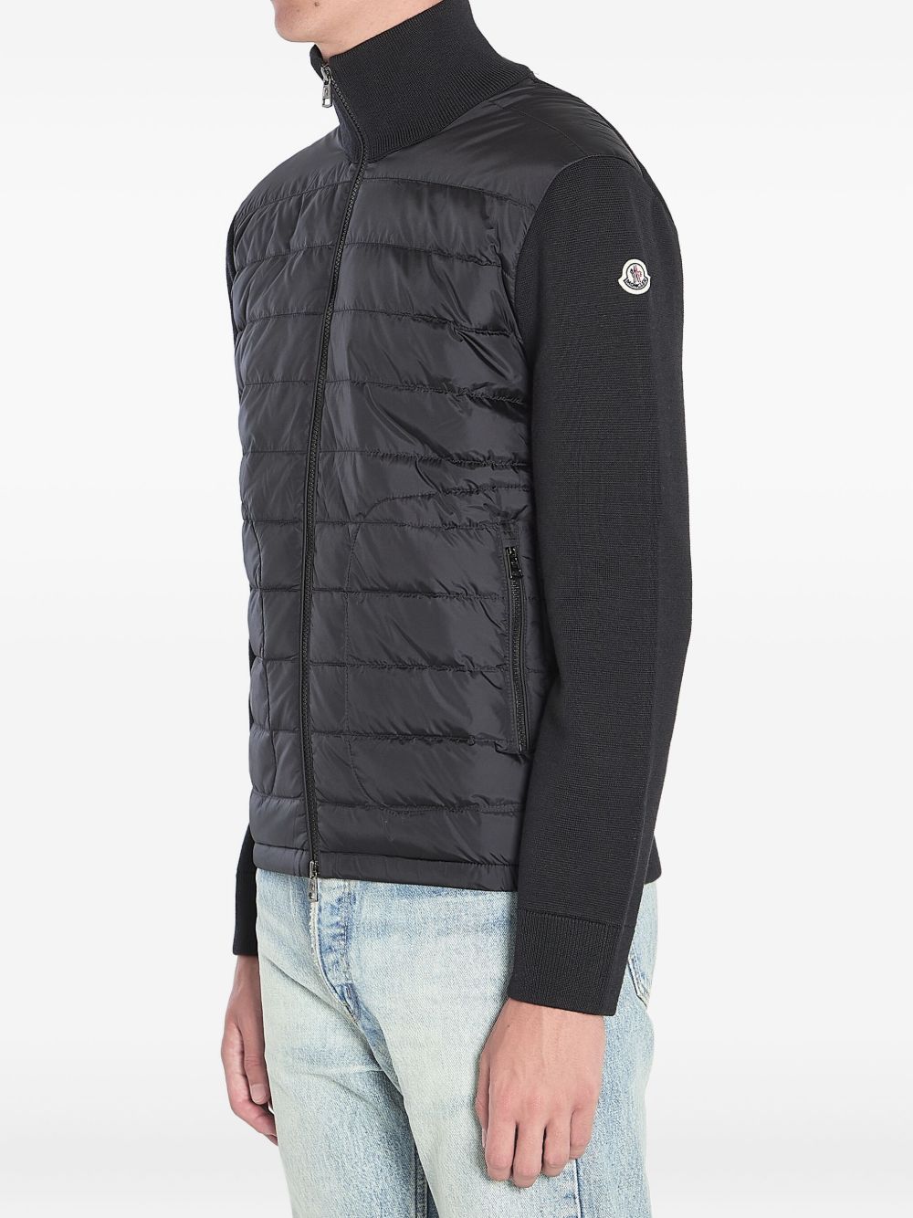 Cardigan imbottito con zip in nero 