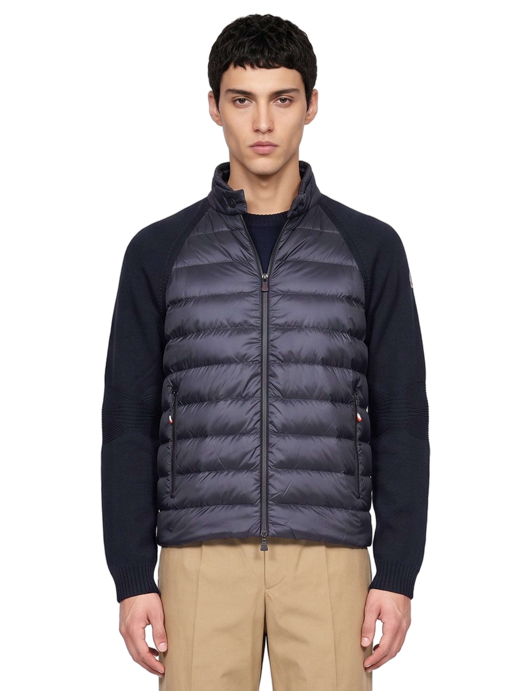 Cardigan imbottito con zip in blu 