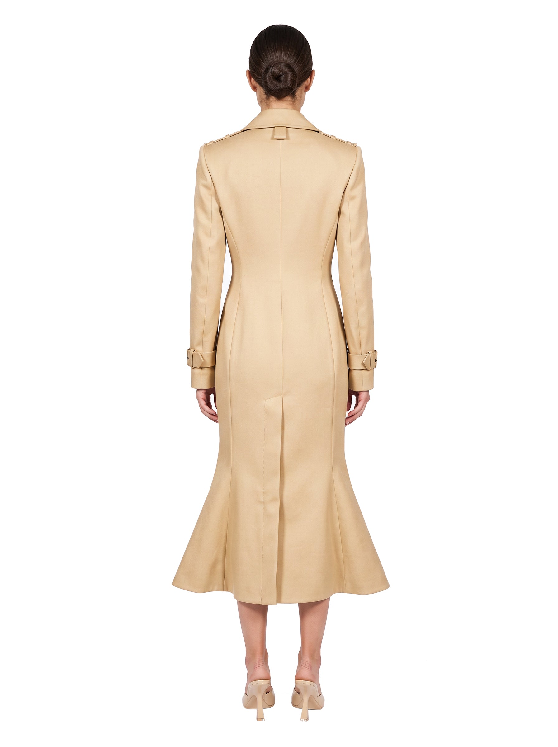 Trench con vita aderente in beige 