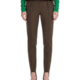 Pantaloni a vita alta con staffe in verde oliva 