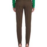 Pantaloni a vita alta con staffe in verde oliva 