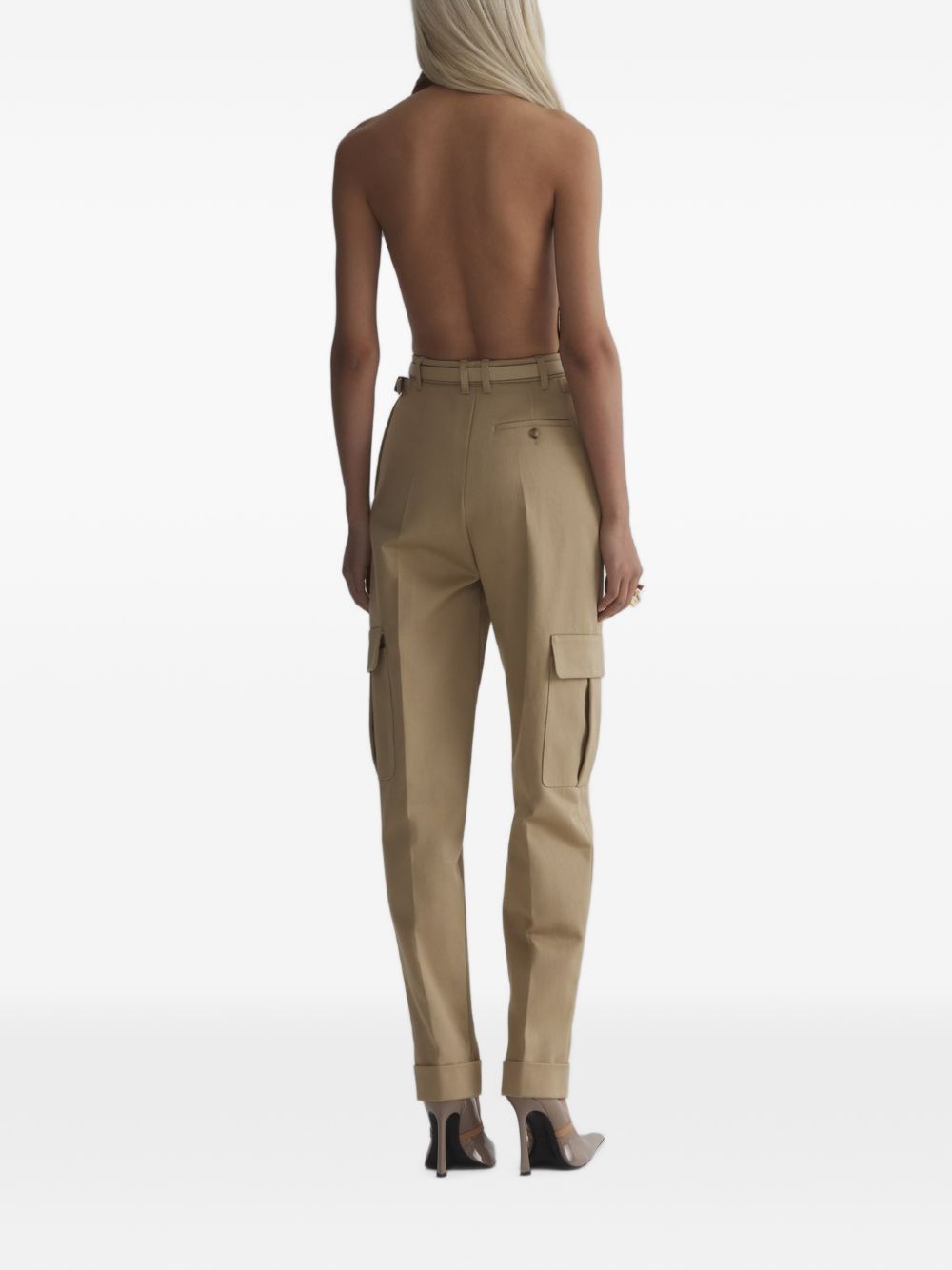 Pantaloni a vita alta cargo in marrone 
