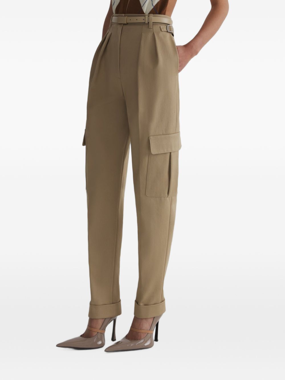 Pantaloni a vita alta cargo in marrone 