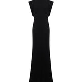 Abito maxi con spalline strutturate in nero 