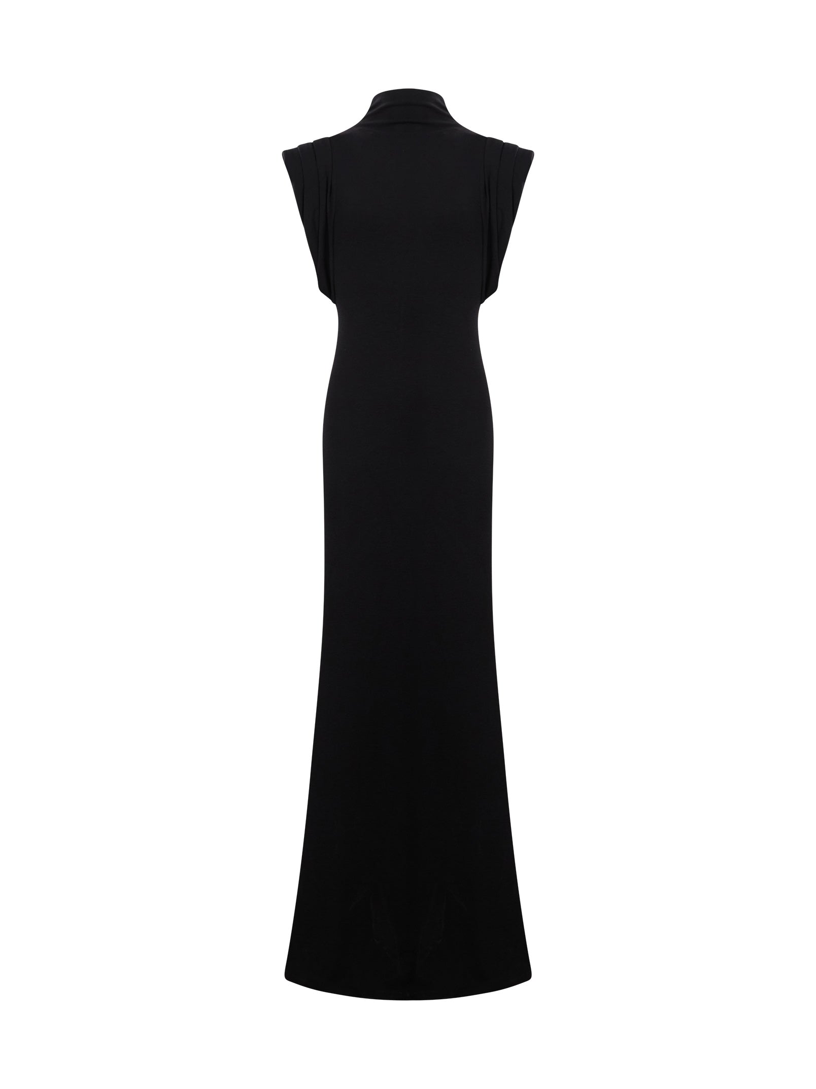 Abito maxi con spalline strutturate in nero 