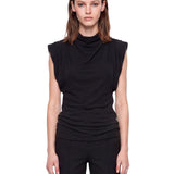 Top con spalline strutturate in nero 