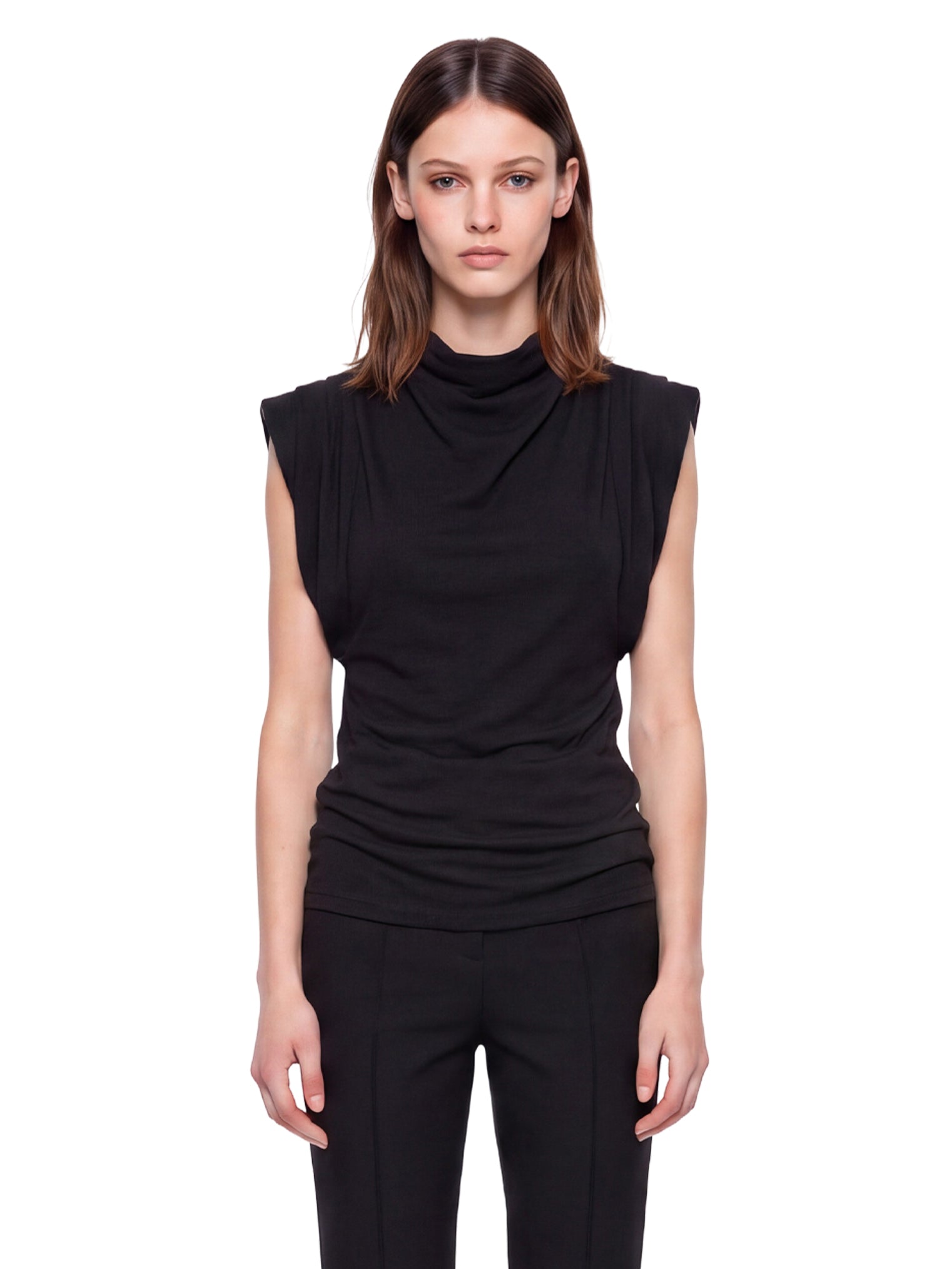 Top con spalline strutturate in nero 