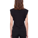 Top con spalline strutturate in nero 
