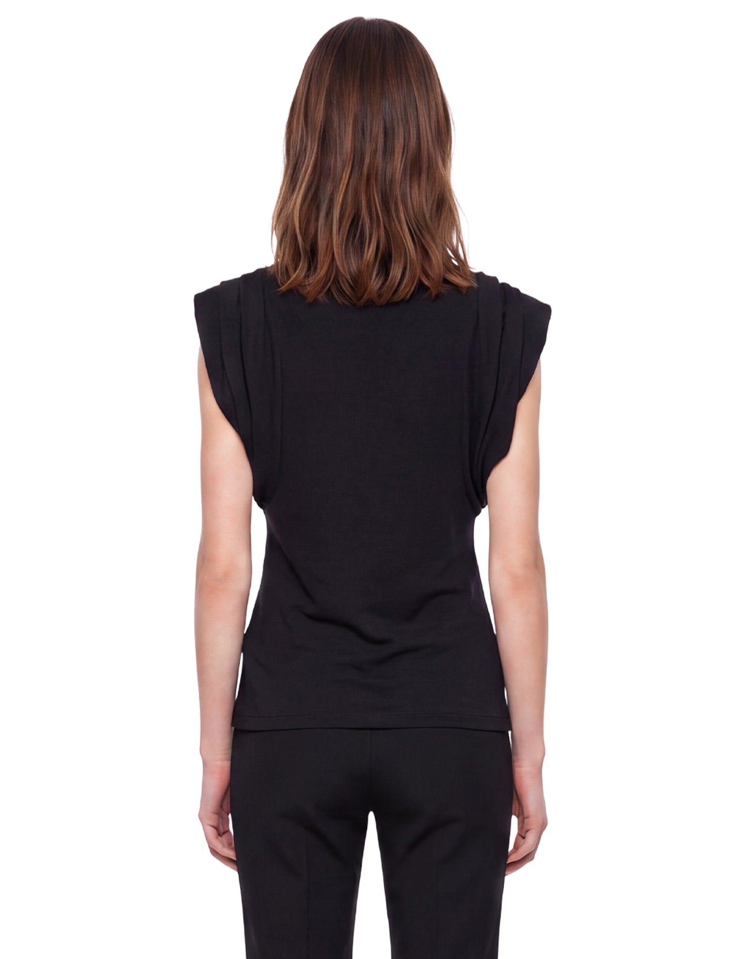 Top con spalline strutturate in nero 