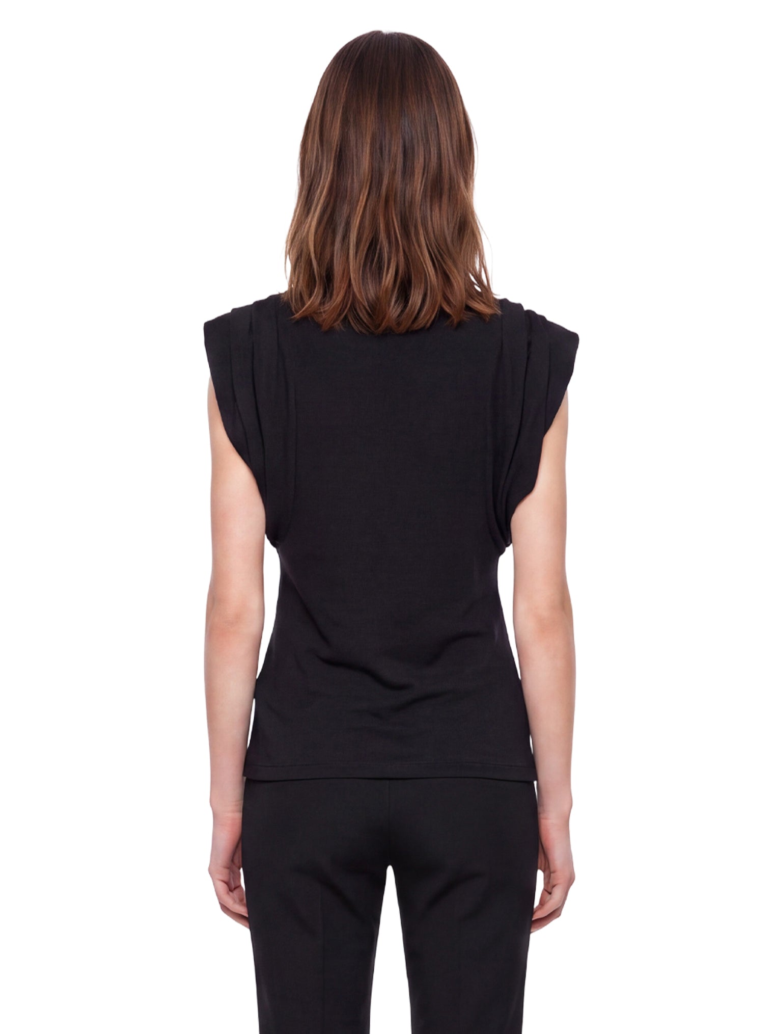 Top con spalline strutturate in nero 