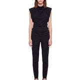 Top con spalline strutturate in nero 