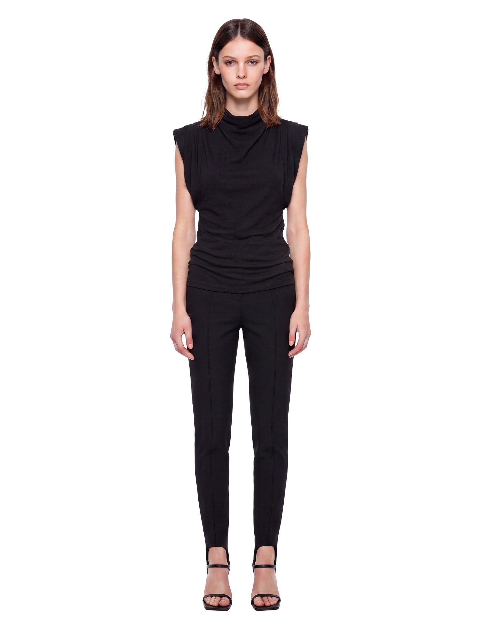 Top con spalline strutturate in nero 