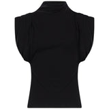 Top con spalline strutturate in nero 