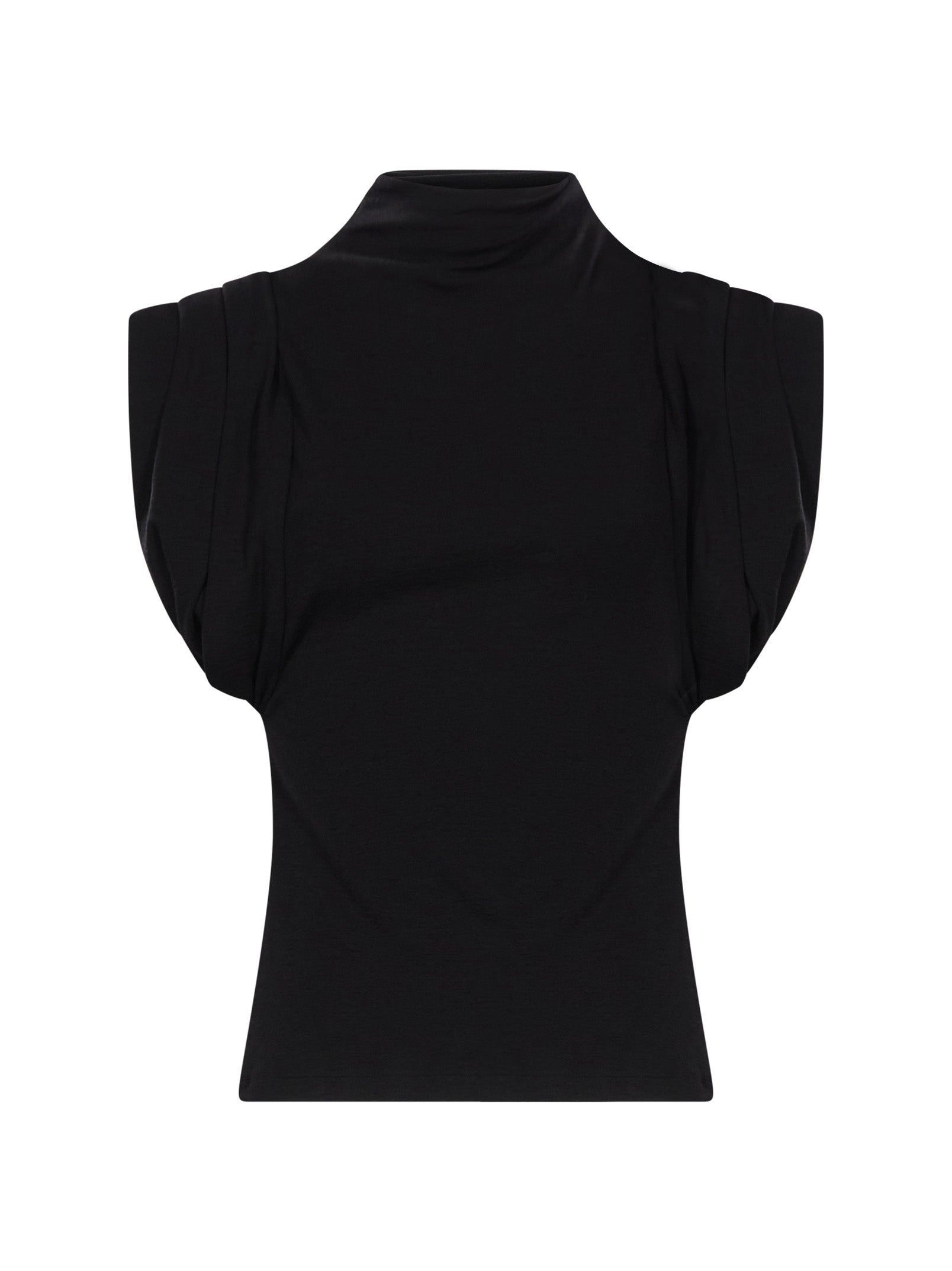 Top con spalline strutturate in nero 