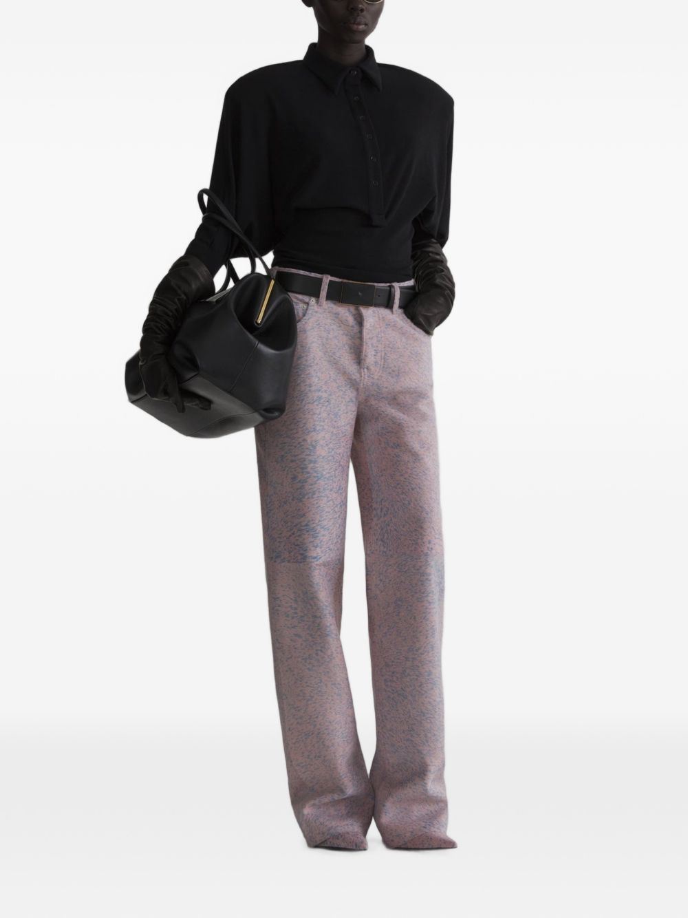 Body con colletto stile polo in nero 