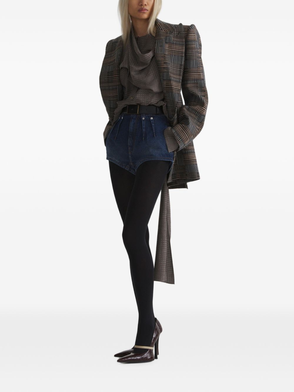 Short denim a vita alta in blu 