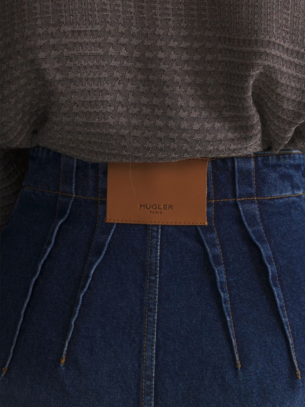 Short denim a vita alta in blu 