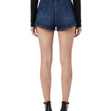 Short denim a vita alta in blu 
