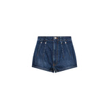 Short denim a vita alta in blu 