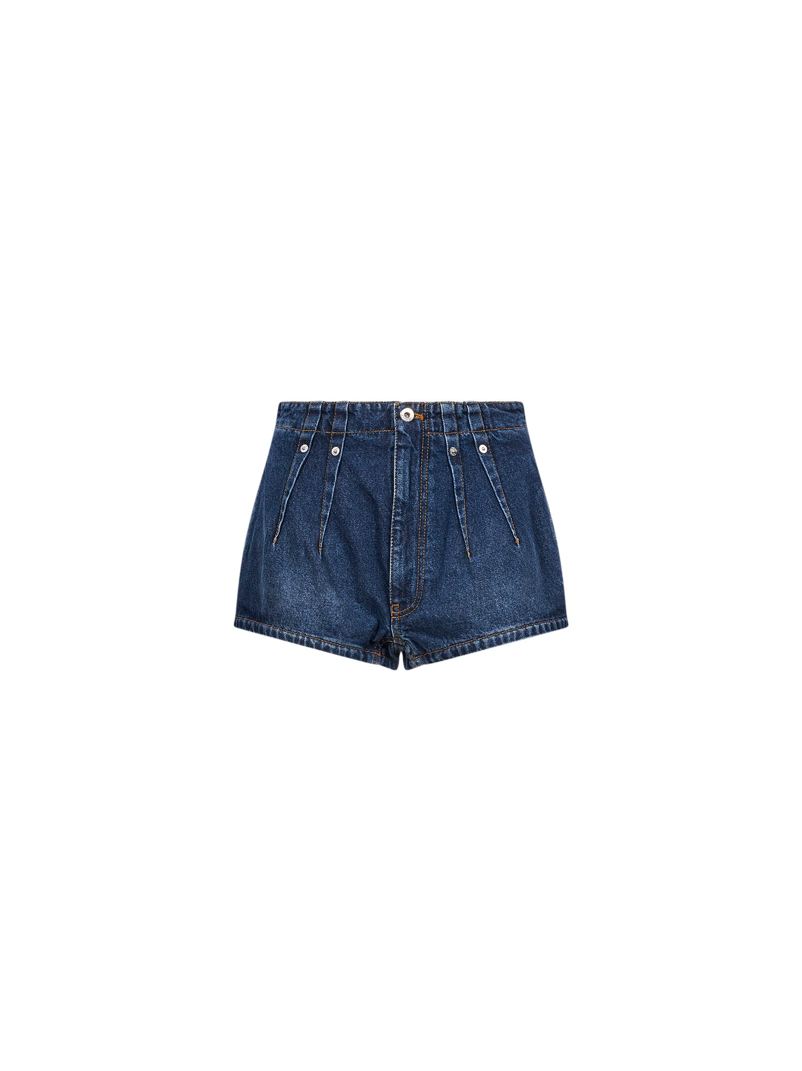 Short denim a vita alta in blu 
