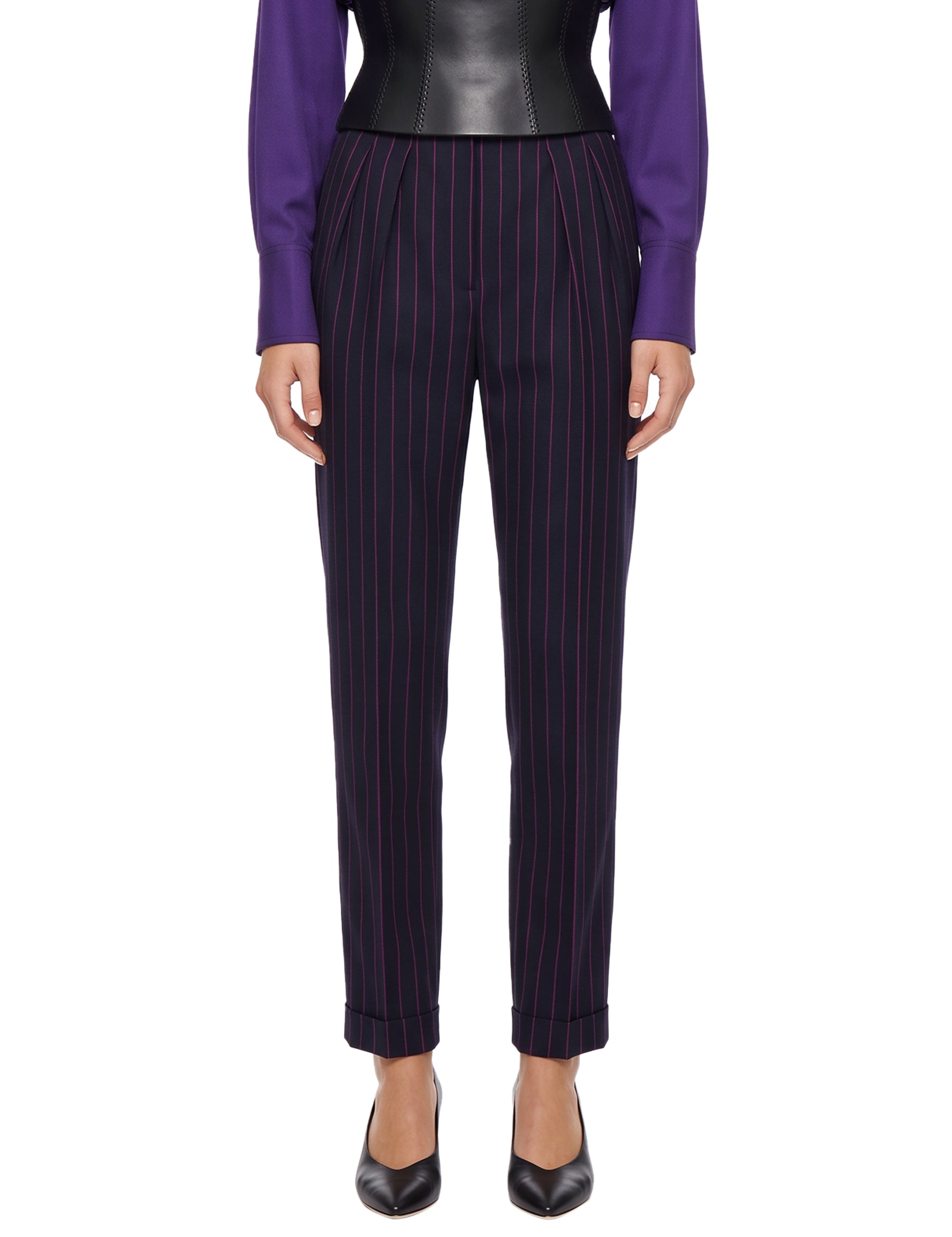 Pantaloni gessati in blu 