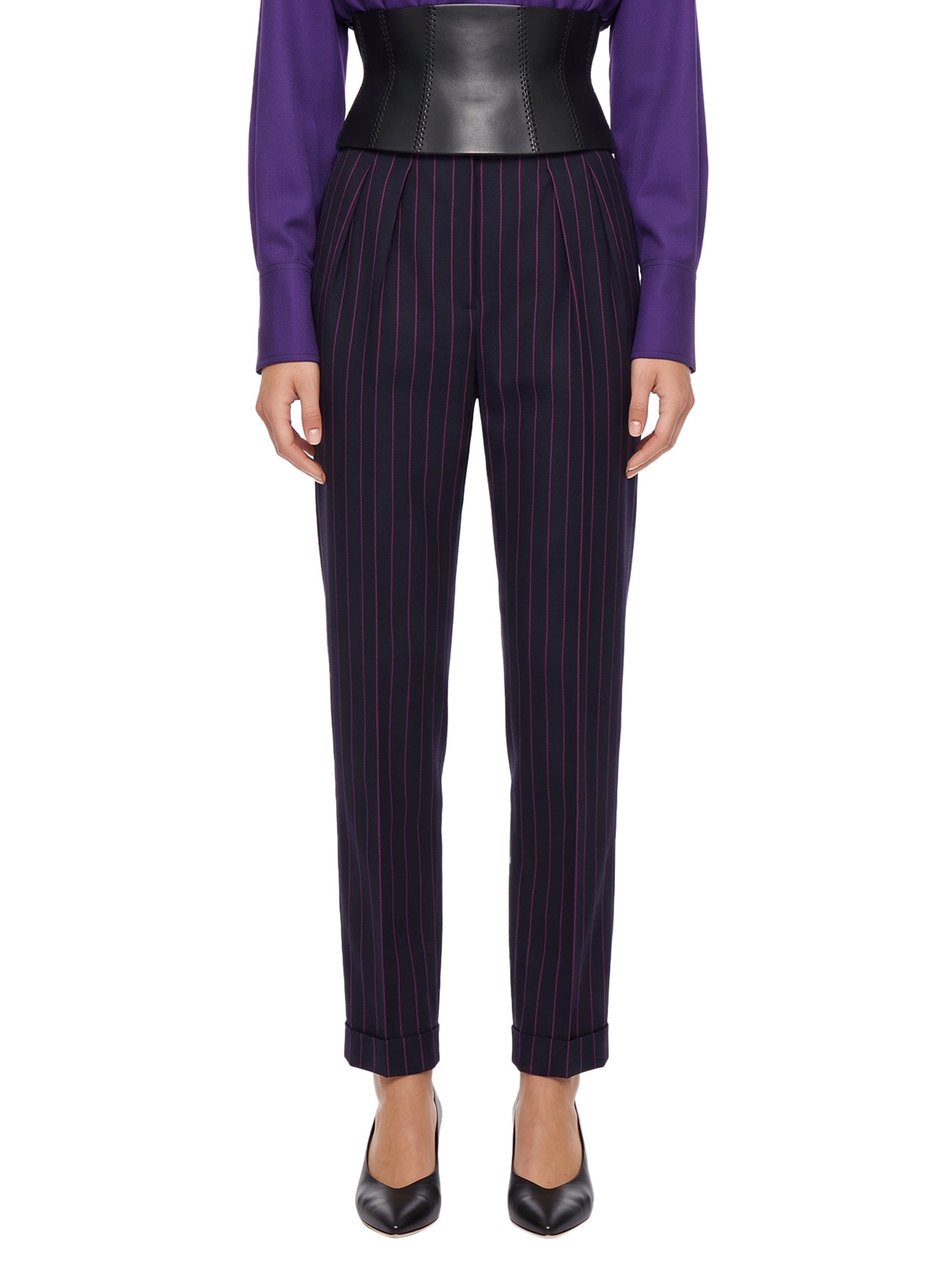 Pantaloni gessati in blu 