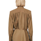 Blusa drappeggiata in marrone 