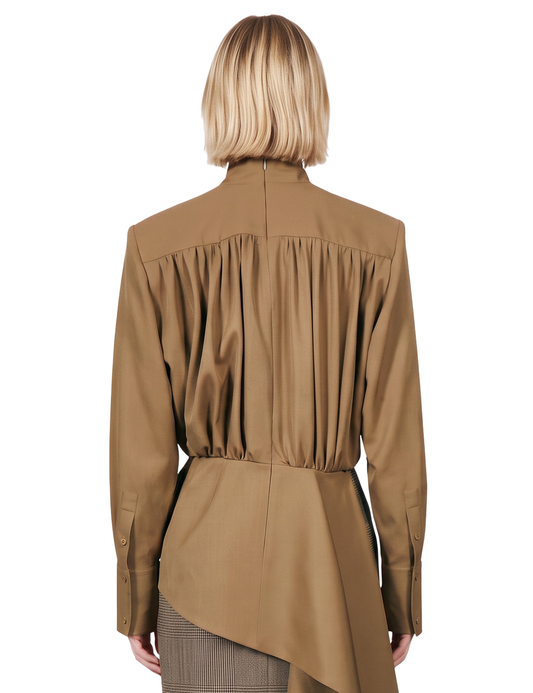 Blusa drappeggiata in marrone 