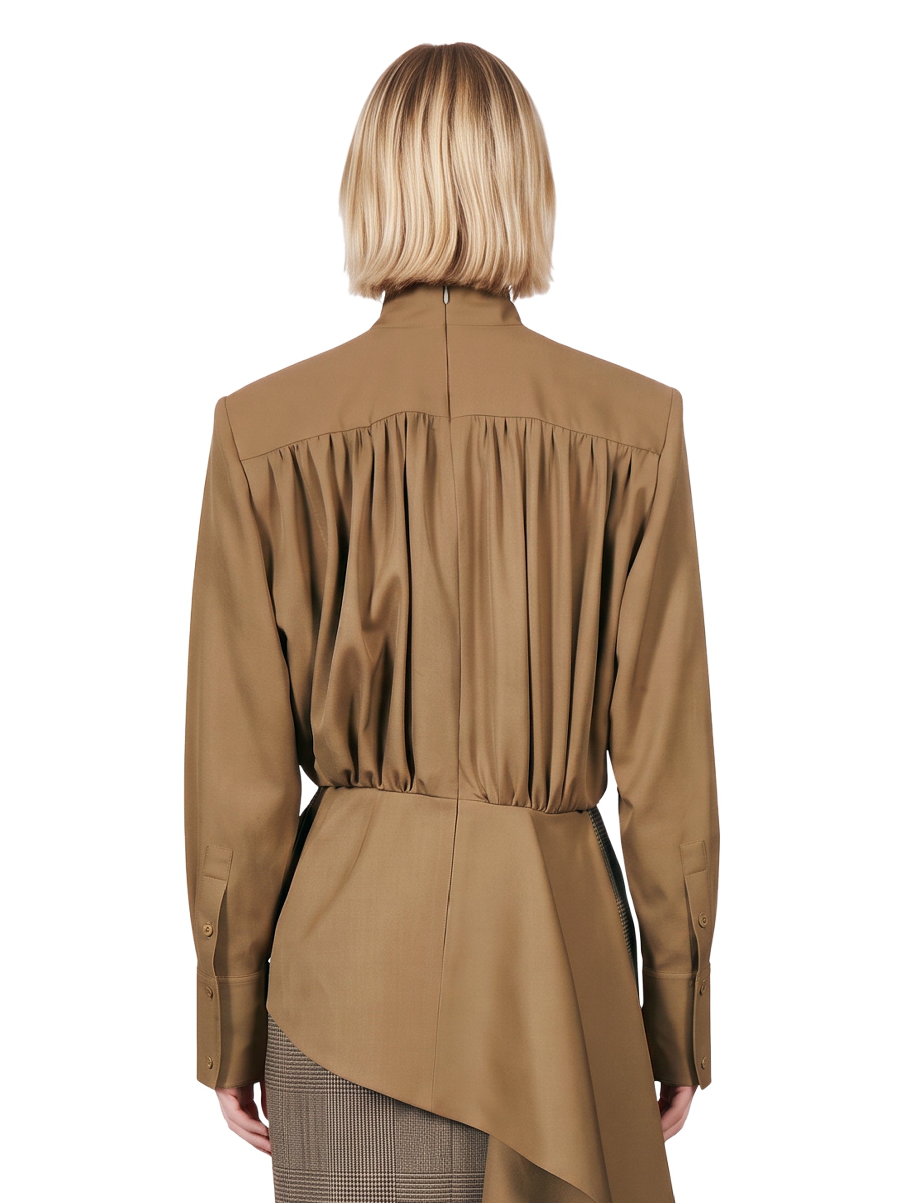 Blusa drappeggiata in marrone 