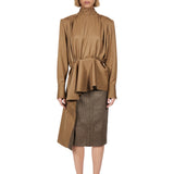 Blusa drappeggiata in marrone 
