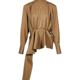 Blusa drappeggiata in marrone 