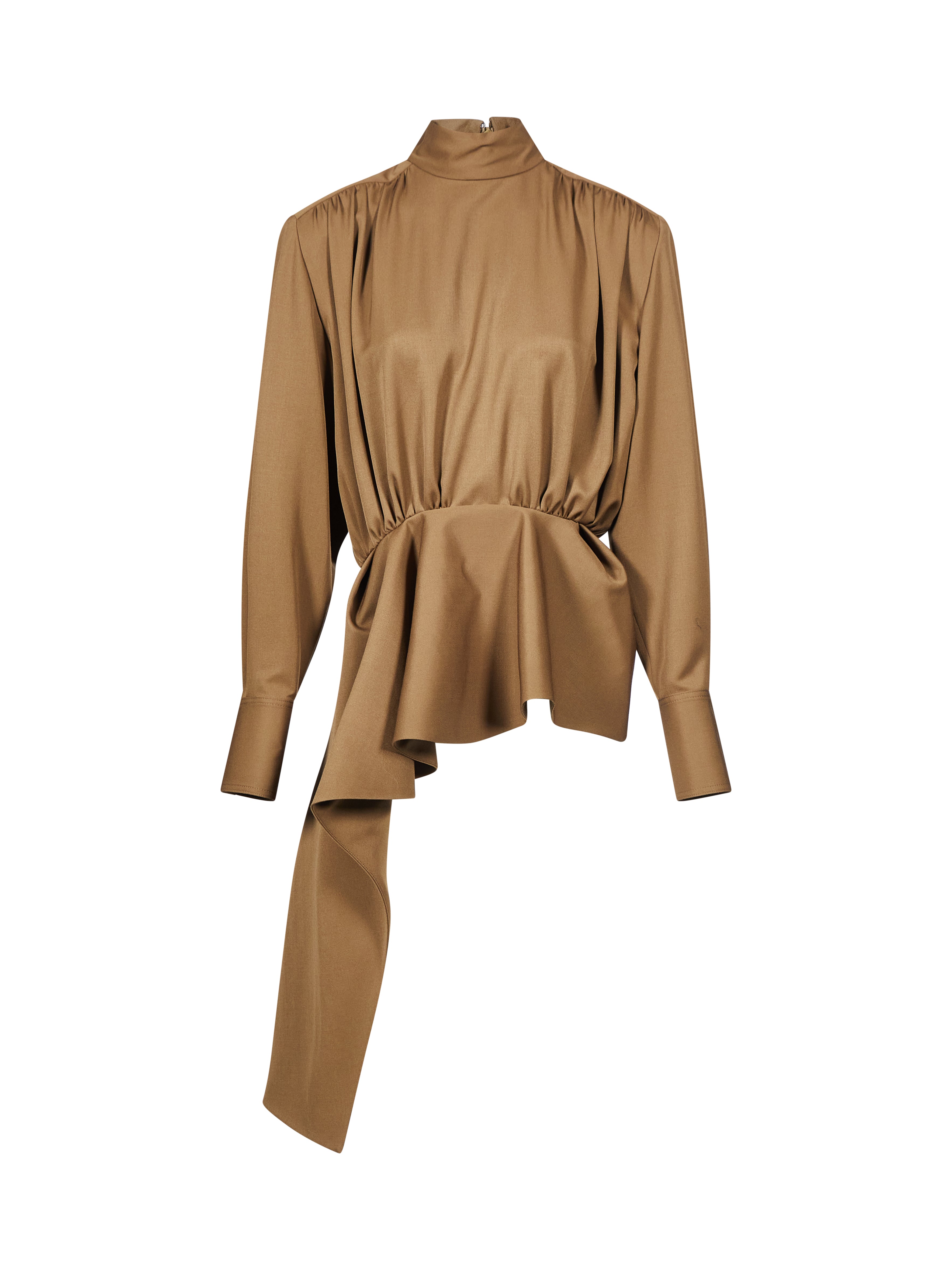 Blusa drappeggiata in marrone 